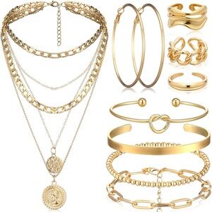 Chic Gold Layered Necklace Set